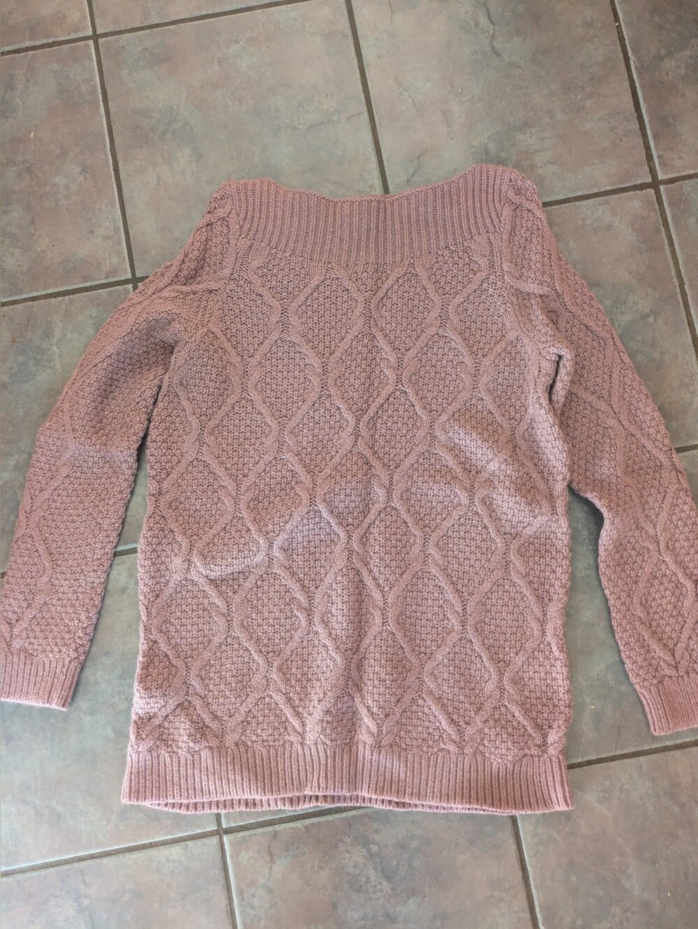 LOFT Dusty Rose Off-the-Shoulder Cable Knit Sweater
